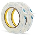 3M 1600T Double Sided Tape, 0.39 in x 18 ft White PE Foam Tape, 2 Pack