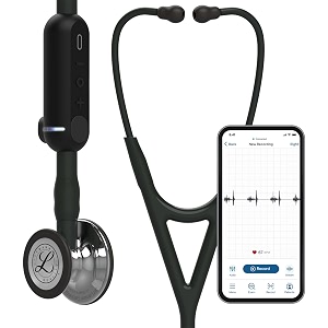 3m littmann core digital stethoscope 8890 mirror chestpiece black tube stem and headset 27 inch