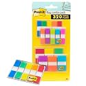 3M Post-it Flags Assorted Color Combo Pack, 320 Total, 200 1Inch and 120 .5Inch, 4 on-the-go Dispensers