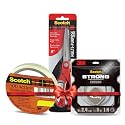 3M Scotch Combo Pack – Transparent Packing Tape (24mm, 3-Inch Core) + Multi-Purpose Scissors (6") + Double-Sided Foam Tape (2.4cm x Ideal for Packaging, Crafting &amp; Office Use