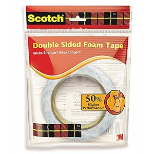 3m scotch double sided foam tape size-12mm x 3m pack of 2