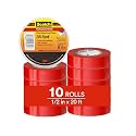 3M Scotch Electrical Tape 35, 1/2 in x 20 ft, 10 Short Rolls, Red