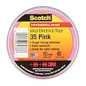 3M Scotch Electrical Tape 35, 3/4 in x 66 ft, 1 Roll, Pink