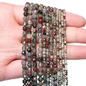 3mm 120pcs Natural African Bloodstone Stone Beads, Songxi Small Faceted Round Loose Gemstone Beads for Jewelry Making, DIY Art and Craft, Bracelet Beads for Necklace (1 Strand)