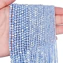 3mm 120pcs Natural Blue Agate Stone Beads, Songxi Small Faceted Round Loose Gemstone Beads for Jewelry Making, DIY Art and Craft, Bracelet Beads for Necklace (1 Strand)