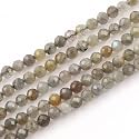 3mm 120pcs Natural Gray Labradorite Stone Beads, Songxi Small Faceted Round Loose Gemstone for Jewelry Making, DIY Art and Craft, Bracelet Necklace (1 Strand)
