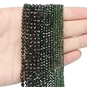 3mm 120pcs Natural Green Sandstone Stone Beads, Songxi Small Faceted Round Loose Gemstone Beads for Jewelry Making, DIY Art and Craft, Bracelet Beads for Necklace (1 Strand)