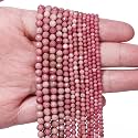 3mm 120pcs Natural Red Rhodonite Stone Beads, Songxi Small Faceted Round Loose Gemstone Beads for Jewelry Making, DIY Art and Craft, Bracelet Necklace (1 Strand)