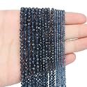 3mm 120pcs Natural Sapphire Stone Beads, Songxi Small Faceted Round Loose Gemstone Beads for Jewelry Making, DIY Art and Craft, Bracelet Beads for Necklace (1 Strand)