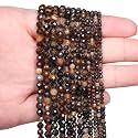 3mm 120pcs Natural Tiger Eye Stone Beads, Songxi Small Faceted Round Loose Gemstone Beads for Jewelry Making, DIY Art and Craft, Bracelet Beads for Necklace (1 Strand)