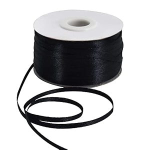 toniful 18 inch x 200 yards black satin ribbon thin ribbons for gift wrapping hair bows crafts hanging tags invitation card balloons strings halloween christmas party decoration