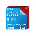 1/8 Thick Inch Acrylic Sheet for Laser Cutting, Engraving, Badges, UV Printed Signs, Home Decor, Crafts and Creative DIY Projects with Acrylic Protective Sheet (3, Red, 8X8)
