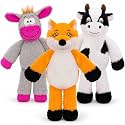 3Pack No Stuffing Dog Squeaky Toys, Plush with Crinkle for Medium Small Pet