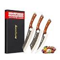 3PC Boning Knife Scimitar &amp; Kiritsuke Knives Prep Knife Set Forged Blades