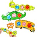 3PC Fidget Popper Sensory Toys Airplane Travel Activities for Toddlers Pop It Fidget Toys for 12+ Month Babies 1+ 2 3 Year Old Girls Boys Christmas Stocking Stuffer Easter Basket Stuffer Gift
