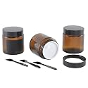 3pcs 4oz Small Amber Glass Jars with Airtight Lids for Lotion