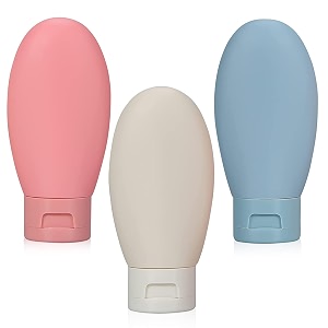 pristu 3pcs 60ml travel bottles for toiletries refillable plastic travel containers dispenser with lid small leak proof empty squeeze bottles kit for toiletries cream shampoo lotion