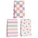 3 Pcs Colorful Pastel Stripe Kitchen Towels, Polka Dot Plaid Dish Towel