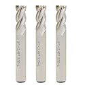 3PCS End Mill Set 3/8" Cutting Dia 3/8" Shank 4 Flute HSS End Mill Drill Bit, CNC End Milling Cutter for Wood, Aluminum, Steel, Titanium, Foam, Plastic