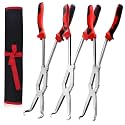 3PCS Extra Long Nose Hose Grip Pliers Set 13" Spark Plug Remeover Pliers Long Reach XL Pivot Ring Nose Plier Double Joint Ring Nose Plier with Serrated Jaw for Hard to Reach Narrow Spaces