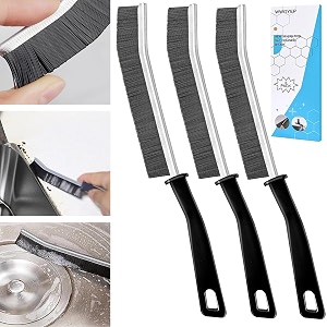 wwoyep 3pcs hard bristle plastic crevice cleaning brush hard-bristled crevice cleaning brush for bathroom kitchen tiles window slot dead corner black