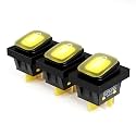 3PCS KCD4 Toggle Switch on Off 30A Marine IP65 Waterproof Rocker Switch 12v Yellow LED 30x22mm for Cars,Boat, and DIY Enthusiasts(12-24V Yellow)