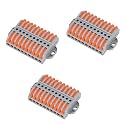 3Pcs Lever Wire Connectors, 10 in 10 Out DIY Mini Quick Electrical Connectors, 24-12 AWG,(10 in 10 Out)