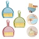 3PCS Mini Broom and Dustpan Set for Home, Car, Kitchen, Table, Kids - Durable Plastic Bristles, Handheld, Hangable, 3 Colors