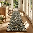 3x10 Floral Runner Rug for Kitchen Washable Hallway Runner Rug