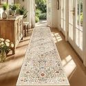 3x12 Floral Runner Rug for Kitchen Washable Hallway Runner Rug