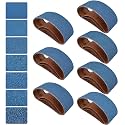 3x21 Inch Sanding Belts 21 Pcs 7 Grits Sizes (3 Each of 40/60/80/120/150/240/400 Grits) Heavy Duty Belt Sander Zirconia Belt Sander Paper for Wood, Metal, Stainless Steel, Cars, and Furniture