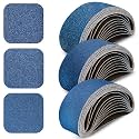 3x21 Inch Sanding Belts 30 Pcs (3 Grit, 10 Each of 80, 120, 150 Grits) Heavy Duty Belt Sander Zirconia Belt Sander Paper for Wood, Metal, Stainless Steel, Automotive, and Furniture