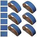 3x24 Inch Sanding Belts 18 Pcs 6 Grits Sizes (3 Each of 60/80/120/150/240/400 Grits) Heavy Duty Belt Sander Zirconia Belt Sander Paper for Wood, Metal, Stainless Steel, Cars, and Furniture
