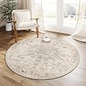 3x3 Beige Neutral Round Rug