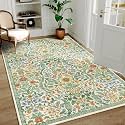 3x5 Floral Area Rug Soft Low Pile Boho Carpet for Living Room