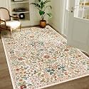 3x5 Floral Area Rug Soft Low Pile Boho Carpet for Living Room