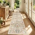 3x7 Floral Runner Rug for Kitchen Washable Hallway Runner Rug