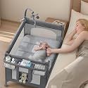 TinyGlow Baby Bassinet, Pack and Play, Bedside Crib Sleeper, Diaper Changer