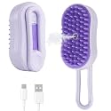 4 in 1 Cat Steam Brush for Shedding, Rechargeable Cat Brush with Steam, Anti-Static Pet Steam Brushes, Massage, Cleaning, Shedding &amp; Combing All In One! Purple