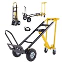 4 in 1 Convertible Hand Truck Dolly, 1000Lb Heavy Duty Folding Hand Truck Dolly Cart with Wheels 10" All-Terrain Tires, Hand Cart for Moving/Warehouse/Outdoor/Logistics/Shopping/Home/Office（Yellow
