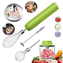 4-in-1 Cordless Hand Mixer with Whisk and Forther Wand,Electric Whisk, Milk Frother, Handheld Frother, hisker, Stirrers Electric,Coffee Frother,Food Chopper, Baby Food Maker,4-Speed, 10Oz