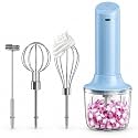 Cordless Hand Mixer, 4-in-1 Handheld Electric Mixer with Electric Whisk Frother &amp; 10 oz Mini Food Chopper, USB-C Rechargeable 4-Speed Hand Mixer for Eggs, Cream, Coffee &amp; Small-Batch Prep