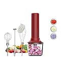 4-in-1 Electric Hand Mixer, Electric Whisk, Mini Onion Chopper 10Oz, Small Cordless Hand Blender, Milk Frother Wand for Coffee, Matcha, 4 Speed Rechargeable Food Processor for Baby Food Maker