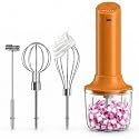 4-in-1 Electric Hand Mixer, Electric Whisk, Mini Onion Chopper 10Oz, Small Cordless Hand Blender, Milk Frother Wand for Coffee, Matcha, 4 Speed Rechargeable Food Processor for Baby Food Maker