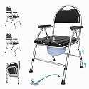 4 in 1 Folding Bedside Commode Chair for Elderly, Padded Seat & Backrest