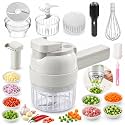 4 in 1 Handheld Electric Vegetable Cutter, 2026 New Wireless Multi Blade Vegetable Chopper Electric, Multi-function Food Processor with Brush &amp; Egg Beater for Chopping, Slicing and Whipping (White)