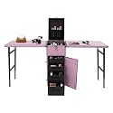 4 in 1 Profesional Makeup Case Organizer with 2 Foldable Nail Table 4 Drewers Large Compartment and Multiple Small Compartments Rolling Makeup Case Desk Nail Artist Salon Storage Traveling Cart