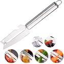 4 in 1 Stainless Steel Vegetable Peeler with Knife, Bottle Opener & Serrated Edge, Multipurpose Fruit and Vegetable Peeling Tool with Hanging Loop, Kitchen Peeler