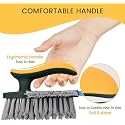 4 in 1 Tile Grout Cleaner Brush with Squeegee V-Shape Gap Scrub Brush with Stiff Bristles Multipurpose Crevice Cleaning Tool for Floor, Bathroom, Kitchen, Sink & Window (1 Pc)