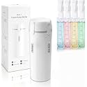 4 in 1 Travel Dispenser Bottle, Leakproof Refillable Toiletry Containers with Label Stickers, Travel Size Bottles for Shampoo, Conditioner & Body Wash, Travel Camping Business Trip Use (White)